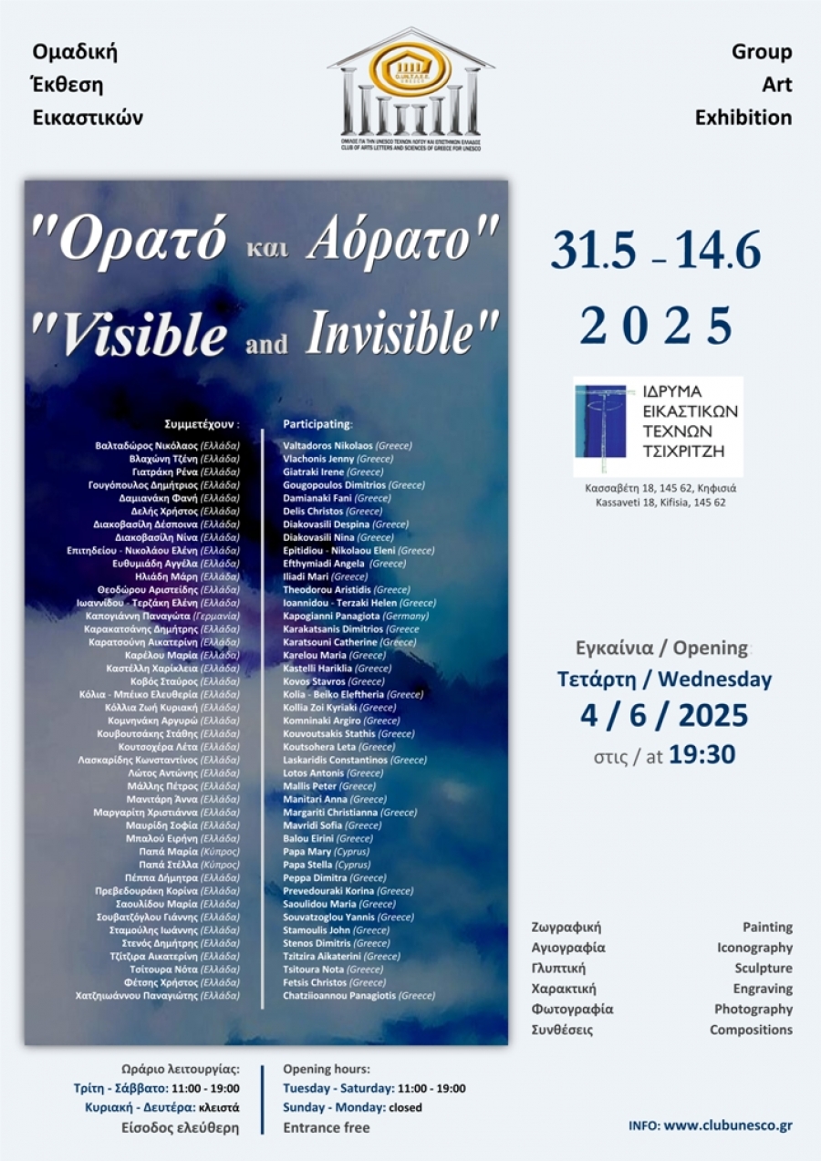 &Delta;&epsilon;&lambda;&tau;ί&omicron; &Tau;ύ&pi;&omicron;&upsilon;  "&Omicron;&rho;&alpha;&tau;ό &kappa;&alpha;&iota; &Alpha;ό&rho;&alpha;&tau;&omicron;" &delta;&iota;&epsilon;&theta;&nu;ή&sigmaf;, &omicron;&mu;&alpha;&delta;&iota;&kappa;ή έ&kappa;&theta;&epsilon;&sigma;&eta; &epsilon;&iota;&kappa;&alpha;&sigma;&tau;&iota;&kappa;ώ&nu; &tau;&epsilon;&chi;&nu;ώ&nu;  31 &Mu;&alpha;ϊ&omicron;&upsilon; &ndash; 14 &Iota;&omicron;&upsilon;&nu;ί&omicron;&upsilon; 2025, Ί&delta;&rho;&upsilon;&mu;&alpha; &Epsilon;&iota;&kappa;&alpha;&sigma;&tau;&iota;&kappa;ώ&nu; &Tau;&epsilon;&chi;&nu;ώ&nu; &Tau;&sigma;&iota;&chi;&rho;&iota;&tau;&zeta;ή